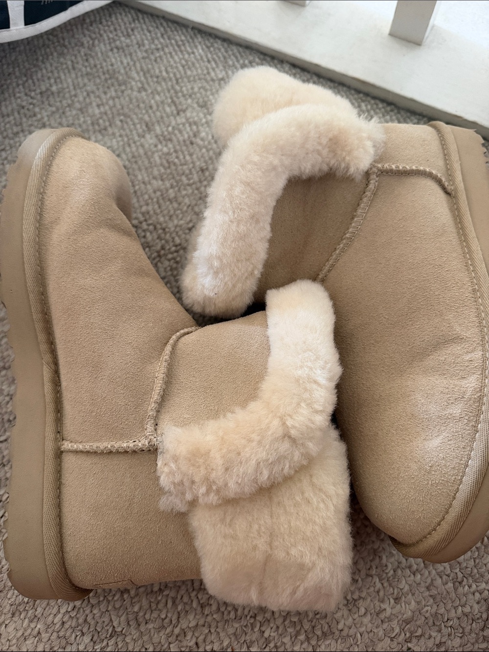 UGG Chestnut Shearling Cuff Ankle Boots